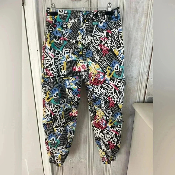 VIP graffiti graphic cargo joggers stretch pull up pant 7/28 streetwear bright - Picture 4 of 10